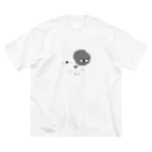 む。のみくだし猫(グレー) ビッグシルエットTシャツ