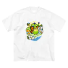 Cody the LovebirdのChubby Bird セキセイインコの妖精 Matcha 一緒に森を守ろう！ ビッグシルエットTシャツ