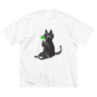 asako-shopの四葉のクローバーとねこ🍀 ビッグシルエットTシャツ