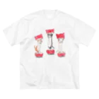 トコロコムギのいちごにゃんこ ビッグシルエットTシャツ