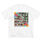 shi-chi Labo graph(詩一）のハリネズミとランダムリピートする背景 ビッグシルエットTシャツ