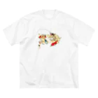 猫の浮世絵・草紙の猫と遊ぶ神功皇后と恵比寿天 ビッグシルエットTシャツ