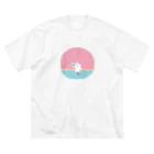 maricoco11の紫陽花と猫 ビッグシルエットTシャツ