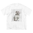 【CPPAS】Custom Pet Portrait Art Studioの マルチーズドッグ - レンガブロック背景 Big T-Shirt