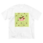 月見里 雀 -yamanashi suzume-の桜餅雀 ビッグシルエットTシャツ