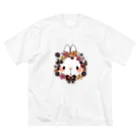 indigoのフラワーバニー(orange) ビッグシルエットTシャツ