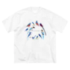 エダマメトイチ雑貨店のI love blue birds 1 大 ビッグシルエットTシャツ