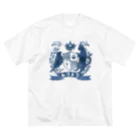 茶原のトリネコエンブレム（青） ビッグシルエットTシャツ