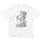 ki’s stampのWabisabiー椿(モノクロ) ビッグシルエットTシャツ