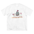 森図鑑の[森図鑑] 三羽文鳥 ビッグシルエットTシャツ