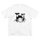 ロジローのドラム(ネコ)黒 Big T-Shirt