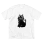 けむけむショップの黒こねこ ビッグシルエットTシャツ