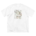 Lotti のテクスチャーアート（ホワイト） ビッグシルエットTシャツ
