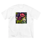 botanicalartAIのアネモネのボカニカルアートイラスト ビッグシルエットTシャツ