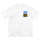 Ripples沖縄レジンアートの沖縄の海とハイビスカス ビッグシルエットTシャツ