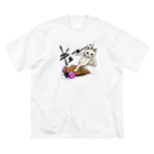 TAKE-TONのロングボードねこ ビッグシルエットTシャツ