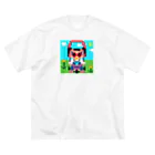 Ruru's worldの01ドット絵　ruruちゃん/三輪車でお散歩　 ビッグシルエットTシャツ