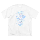 IENITY　/　MOON SIDEのさいばーにゃんこ 💙 (Ver.A) ブルー ビッグシルエットTシャツ