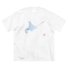 Yanagiya Kosanjiの北海道_TextMap_青色グラデーション ビッグシルエットTシャツ