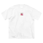 meke flowersのピンクローズのガーリーな花柄 Big T-Shirt