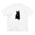 mochi mochi neko yaの黒猫のkey ビッグシルエットTシャツ