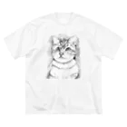 greetenのアート猫　モノクロ　 ビッグシルエットTシャツ