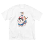 トコロコムギの爆走！犬張子にゃんこ ビッグシルエットTシャツ