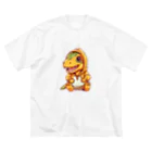 Vasetti_pressのパーカーを着たティラノサウルス ビッグシルエットTシャツ