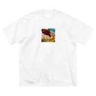 幸せアートワールドの可愛い龍のイラストグッズ ビッグシルエットTシャツ