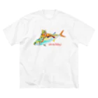 ニャンウィズのアニキのお魚ゲットだぜ 海version ビッグシルエットTシャツ