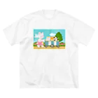 アプリコワークスのくまちゃん・みんなでお散歩 ビッグシルエットTシャツ