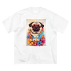 LEONのWe♥PUG　色彩（パグ大好き！） ビッグシルエットTシャツ