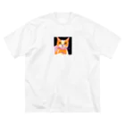 tefutefvの猫のイラストグッズ ビッグシルエットTシャツ