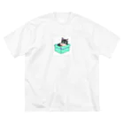 Petal&Purrのダンボール猫 ビッグシルエットTシャツ