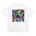 nakagawa-kikakuの奇抜なアート風の可愛い犬のグッズ ビッグシルエットTシャツ