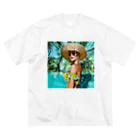 kuri_AMERICANの南国　美女 ビッグシルエットTシャツ