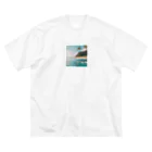 Makky_0401の南国の海イラストグッズ ビッグシルエットTシャツ