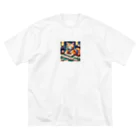 おざわの麻雀猫 ビッグシルエットTシャツ