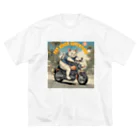 NECOSUIのキャットバイカー ビッグシルエットTシャツ