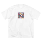 NYNANTのワンちゃん　ハート柄　 Big T-Shirt