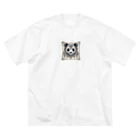 yougawhogaのトライバル　パンダ ビッグシルエットTシャツ