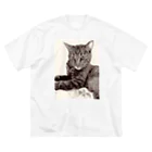 MKPoppp! shopのキリッとキジトラ猫 ビッグシルエットTシャツ