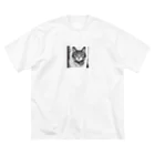 teru8376のイラスト　猫 ビッグシルエットTシャツ