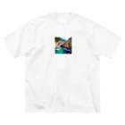 KSK SHOPの絵画のようなチンクエテッレの風景 ビッグシルエットTシャツ