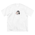 ちょいダサアイテムショップのペンギンバリスタのラテアート ビッグシルエットTシャツ