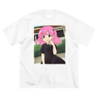 ワンダーワールド・ワンストップのピンク髪の少女③ ビッグシルエットTシャツ