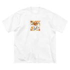 sasaki1202の色鮮やかな水彩画の紅葉とロードバイク ビッグシルエットTシャツ