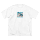 ❤︎cute❤︎のbeautiful blue bird ビッグシルエットTシャツ