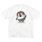 イラスト MONYAAT の履いてる？ 80DENIER タイツを履いたスズメ　大きめ ビッグシルエットTシャツ