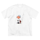 百色眼鏡の野球少年 ビッグシルエットTシャツ